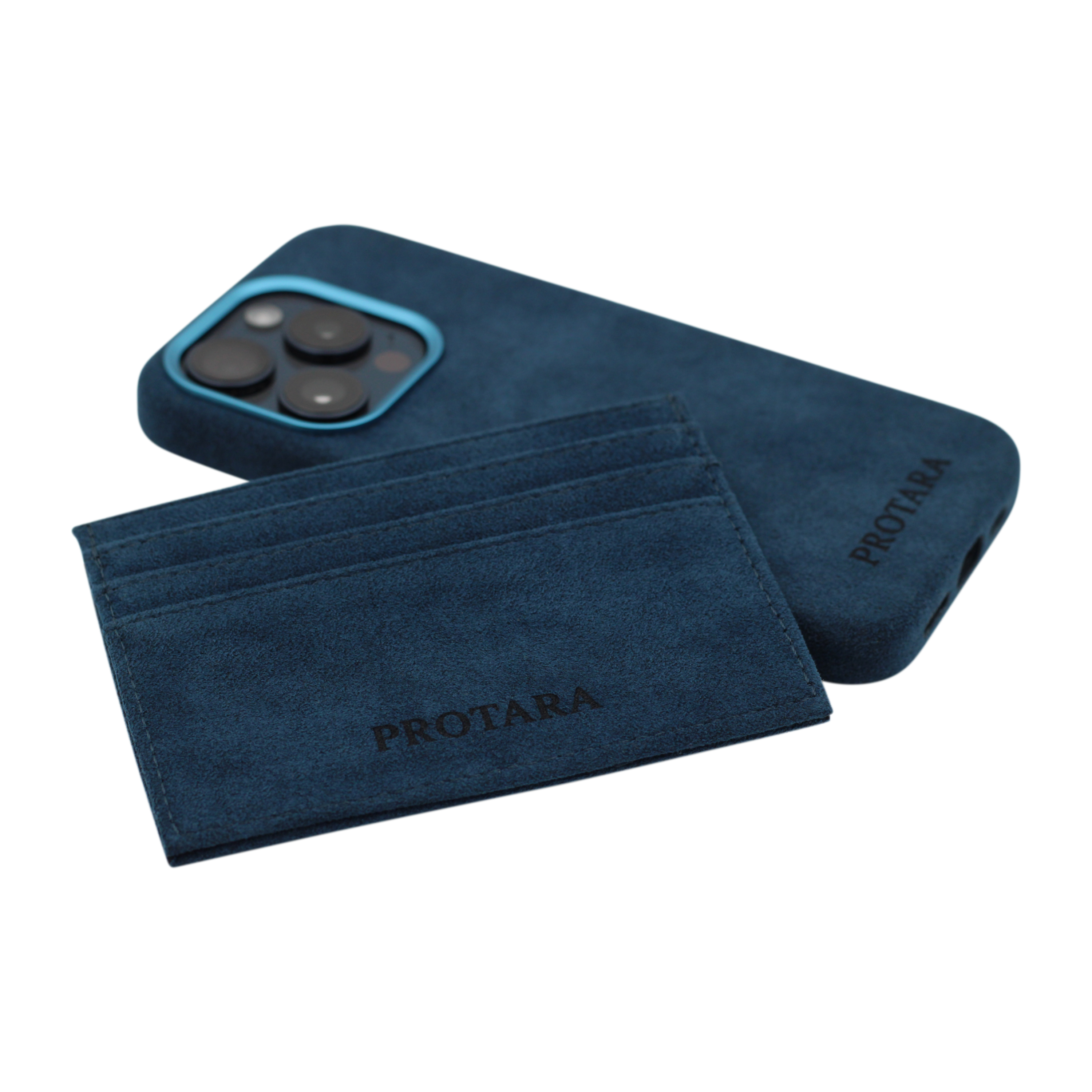 PROTARA Alcantara card holder - Ocean Voyage Blue