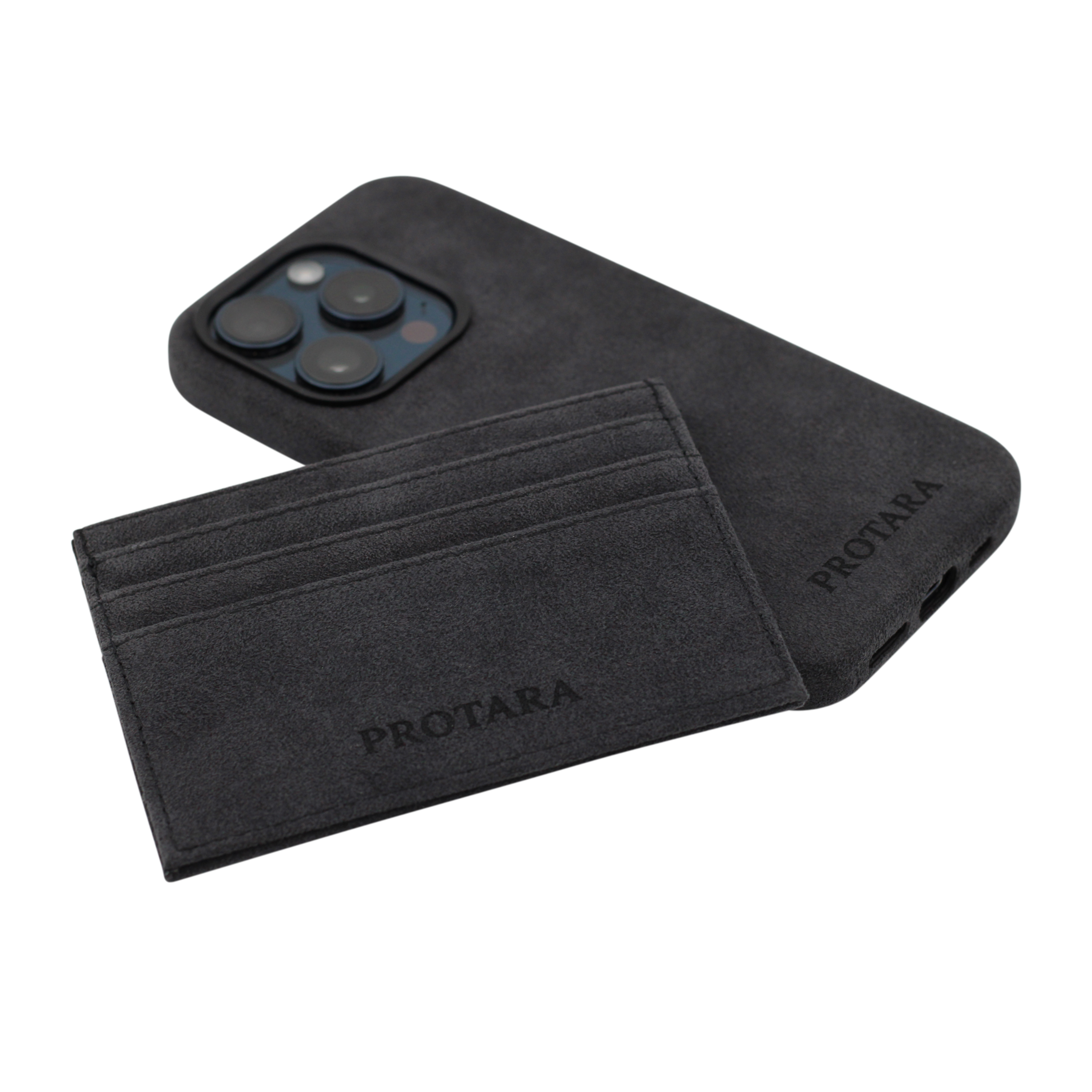 PROTARA Alcantara card holder- Midnight Jet Black