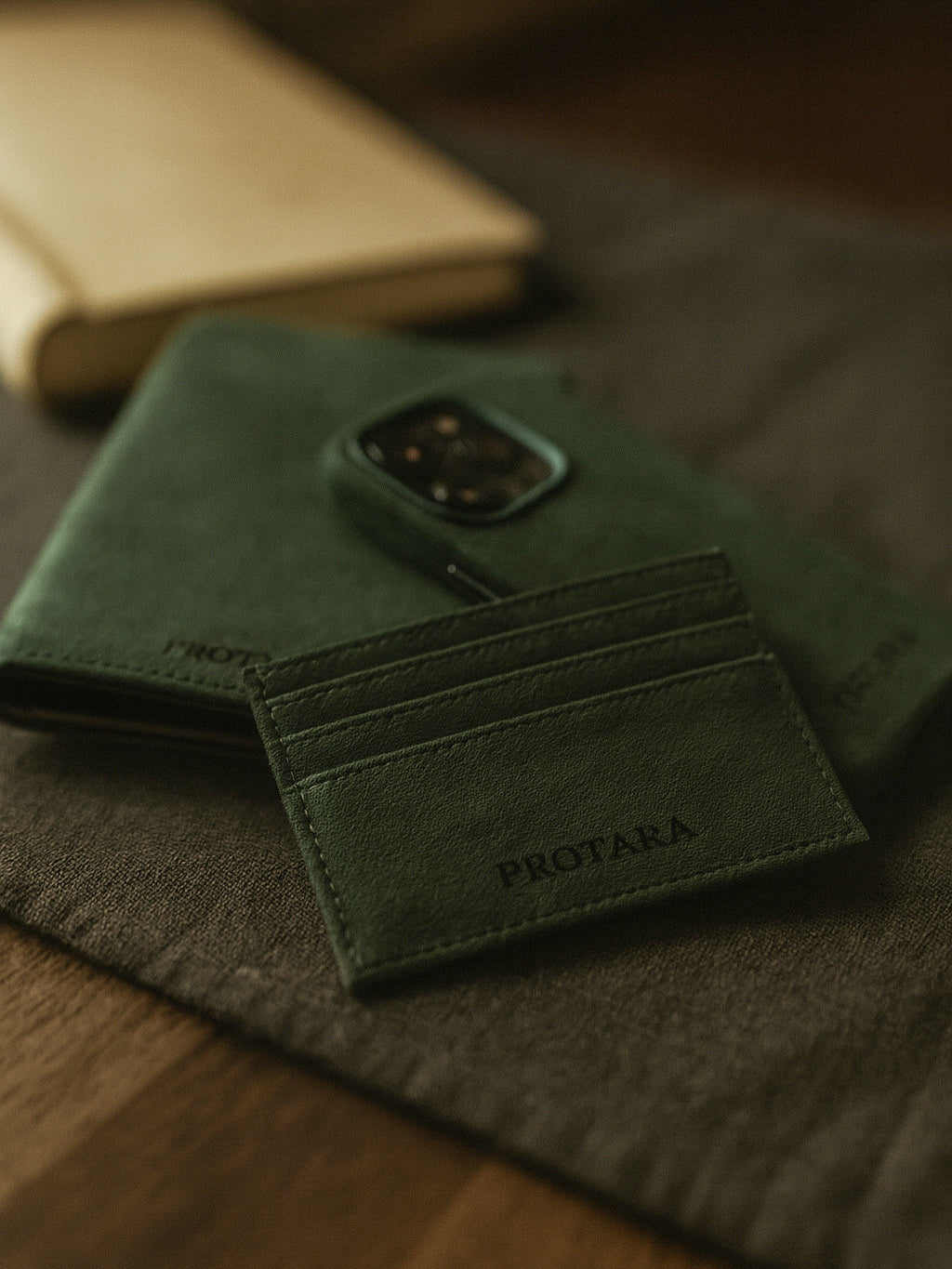 PROTARA Alcantara Card Holder – Expedition Green