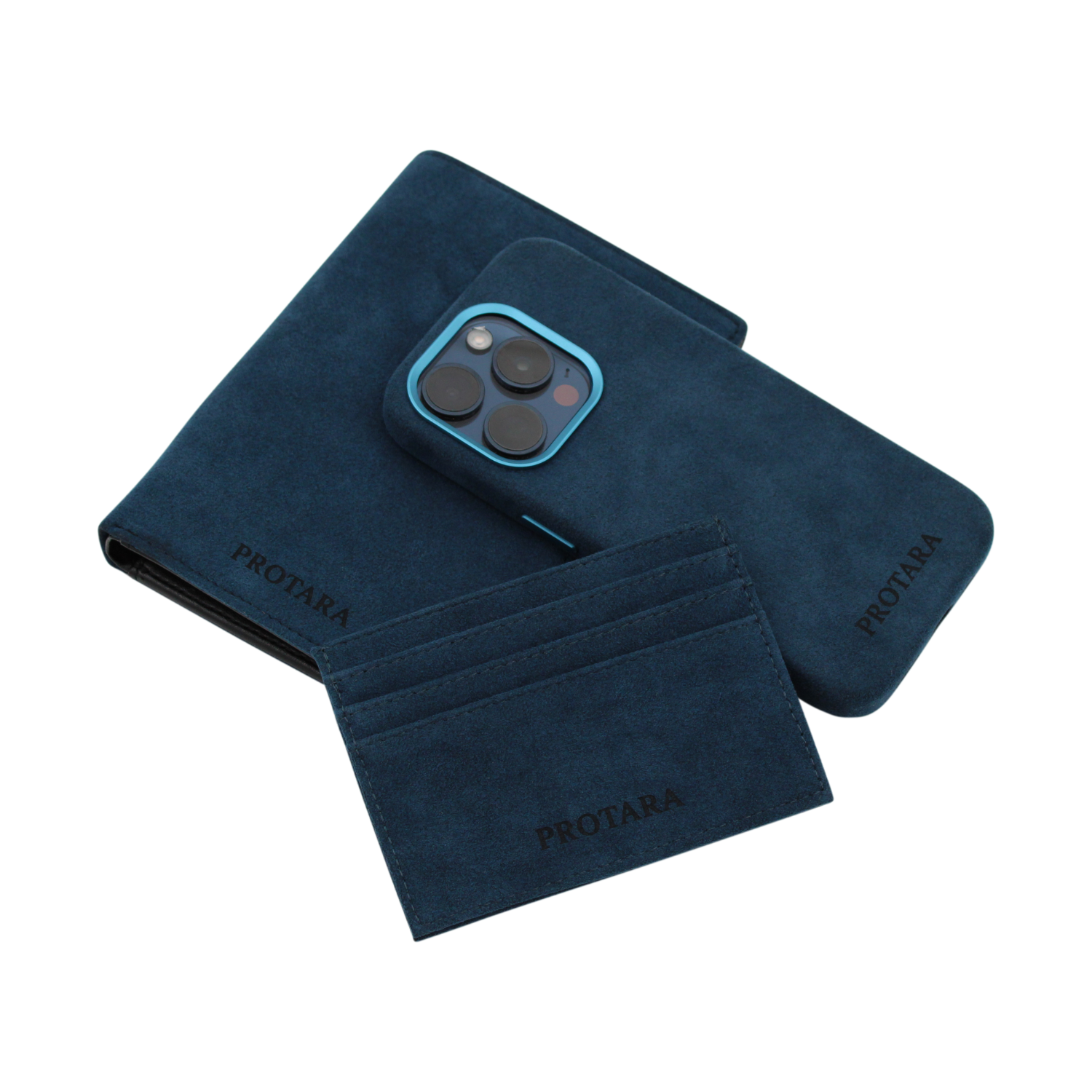 PROTARA Alcantara passport holder - Ocean Voyage Blue